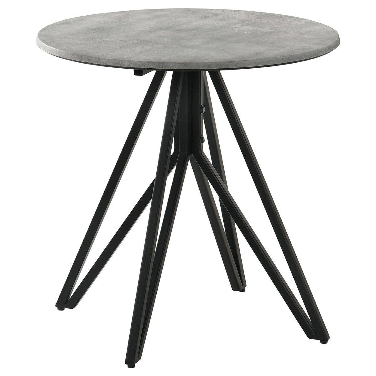 Aya 2pc Coffee and End Table Set, Gray Faux Cement Top, Black Metal