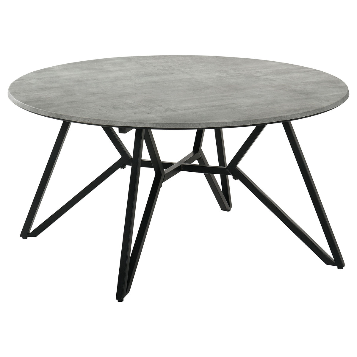 Aya 2pc Coffee and End Table Set, Gray Faux Cement Top, Black Metal