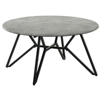 Aya 2pc Coffee and End Table Set, Gray Faux Cement Top, Black Metal