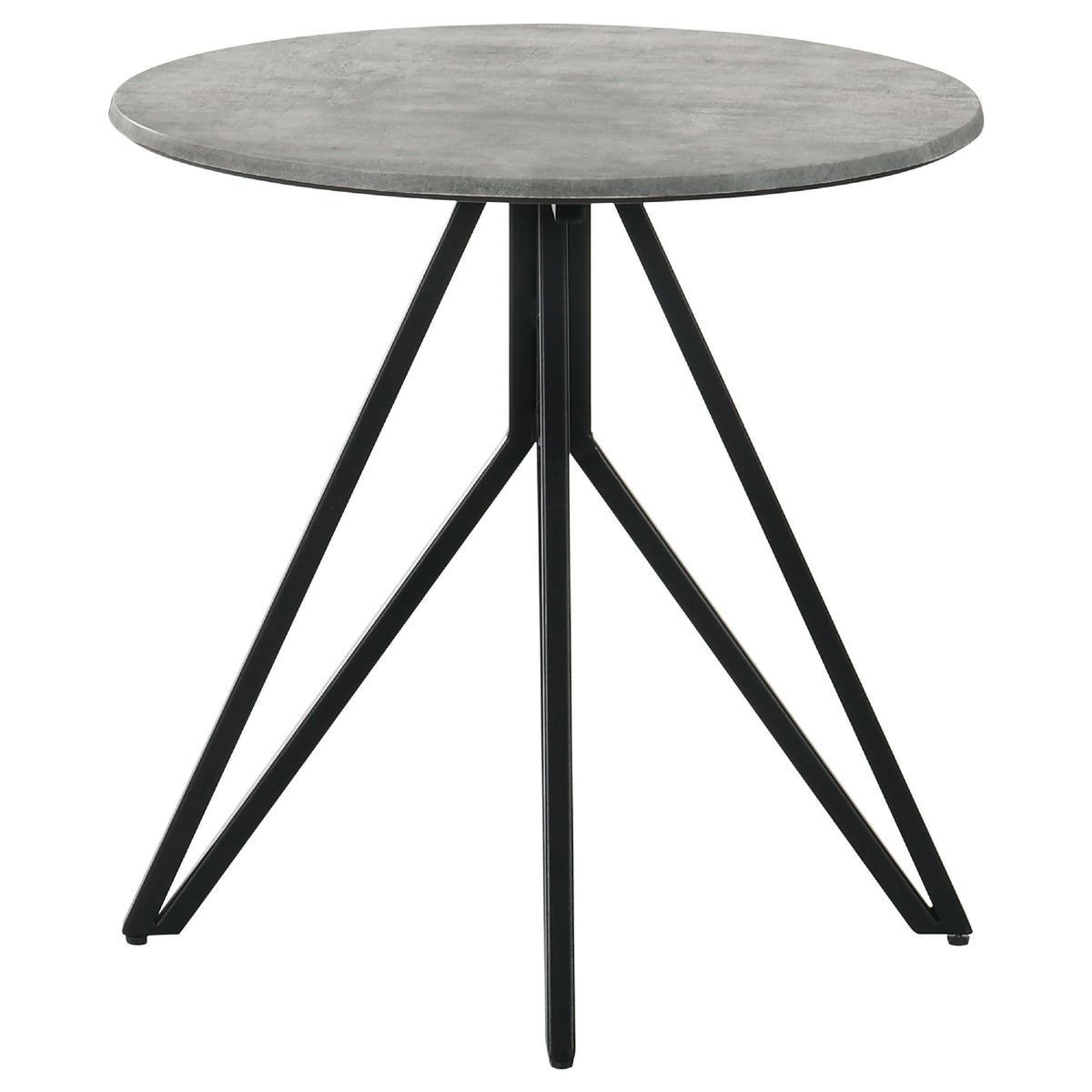 Aya 2pc Coffee and End Table Set, Gray Faux Cement Top, Black Metal