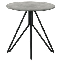 Aya 2pc Coffee and End Table Set, Gray Faux Cement Top, Black Metal