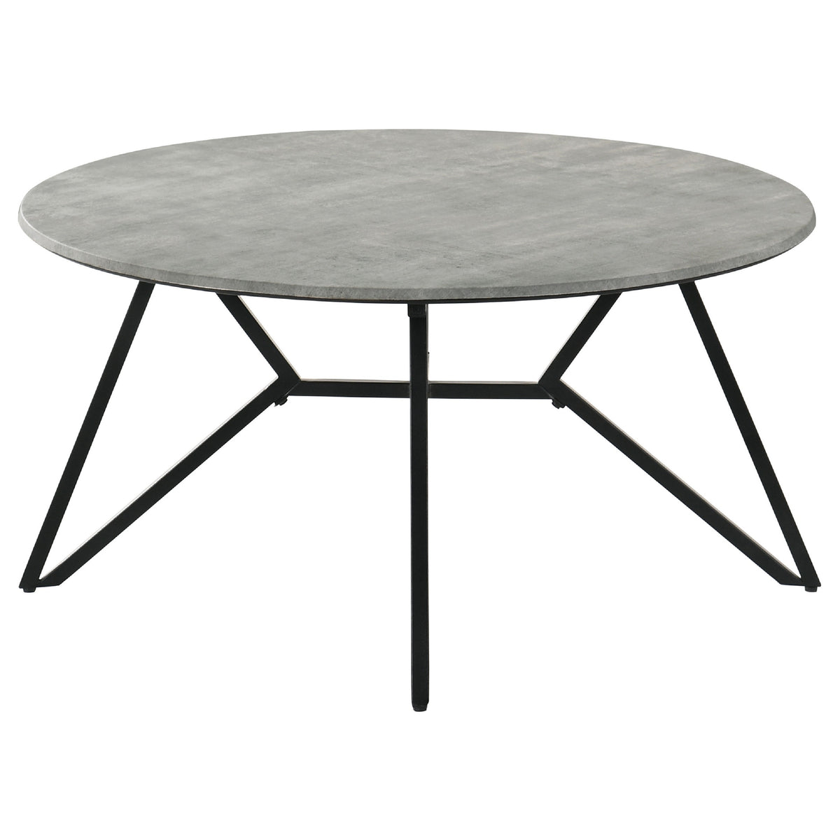Aya 2pc Coffee and End Table Set, Gray Faux Cement Top, Black Metal