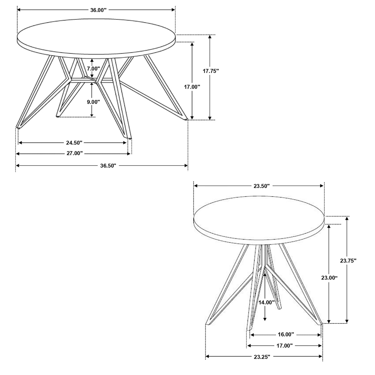 Aya 2pc Coffee and End Table Set, Gray Faux Cement Top, Black Metal