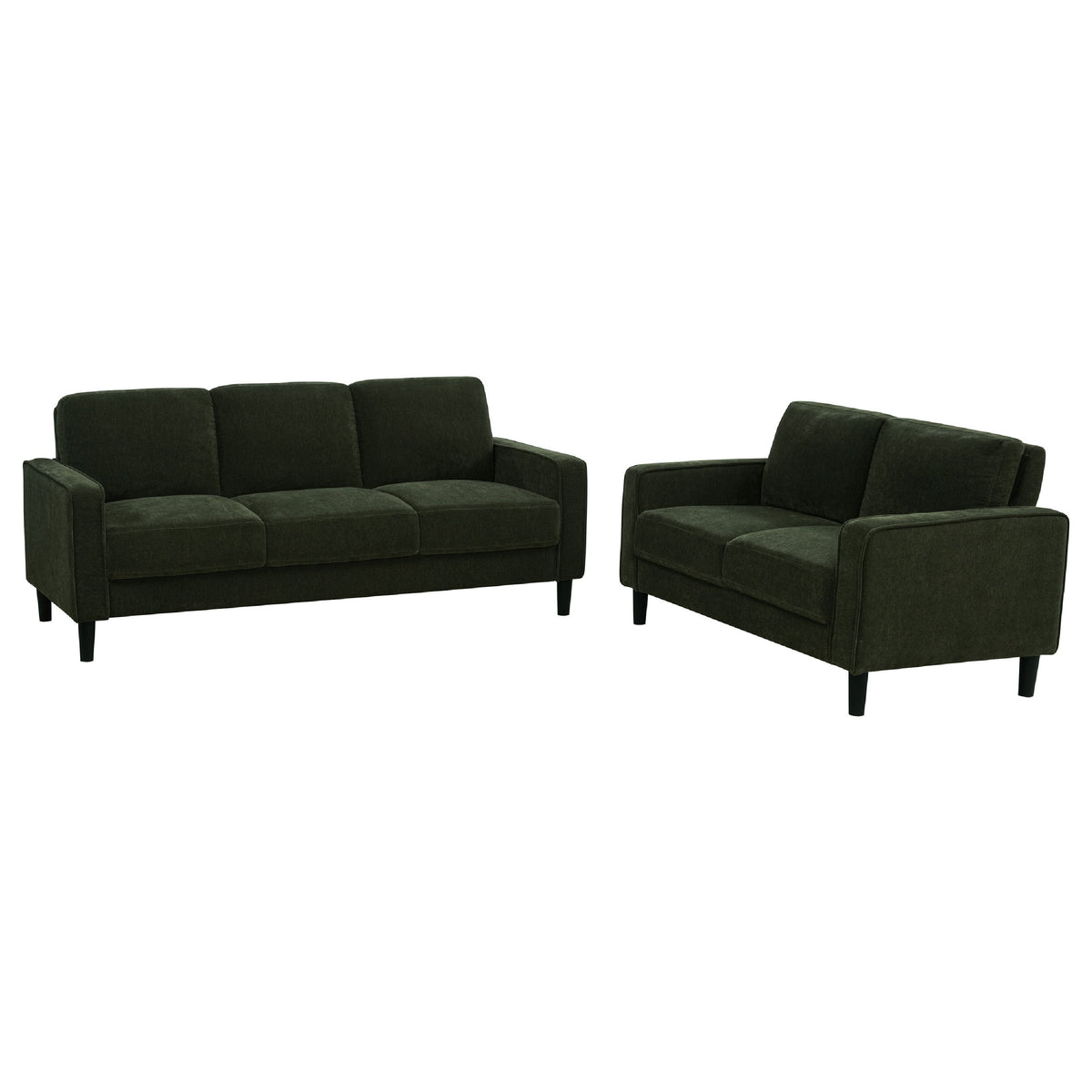2pc Sofa and Loveseat Set, Track Arms, Foam Fill Matcha Green Upholstery
