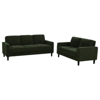 2pc Sofa and Loveseat Set, Track Arms, Foam Fill Matcha Green Upholstery