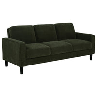 2pc Sofa and Loveseat Set, Track Arms, Foam Fill Matcha Green Upholstery