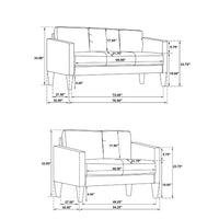 2pc Sofa and Loveseat Set, Track Arms, Foam Fill Matcha Green Upholstery