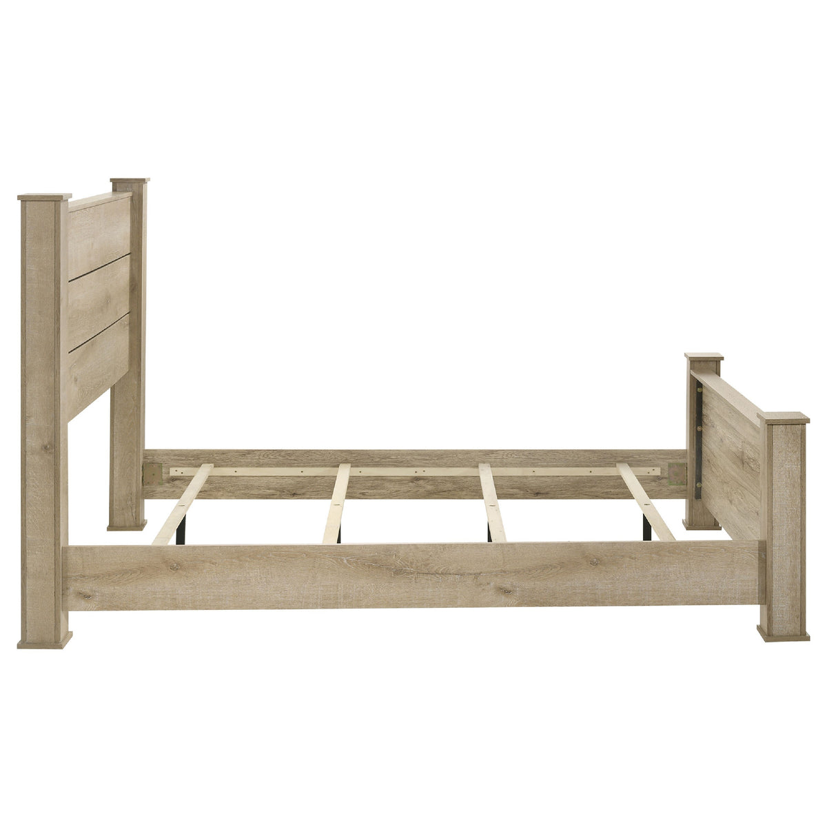 Tyna Rustic Queen Panel Bed with Planked Headboard, Weathered Oak Wood