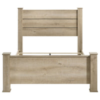 Tyna Rustic Queen Panel Bed with Planked Headboard, Weathered Oak Wood