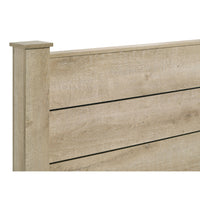 Tyna Rustic Queen Panel Bed with Planked Headboard, Weathered Oak Wood