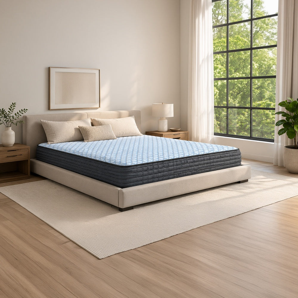 Cove King Mattress, 3-Layer Quilt Foam, Blue Stretch Knit Fabric 15 Inch-BM352893