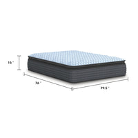 Cove King Pillow Top Mattress, Quilt Foam, Blue Stretch Knit Fabric 16 Inch-BM352894