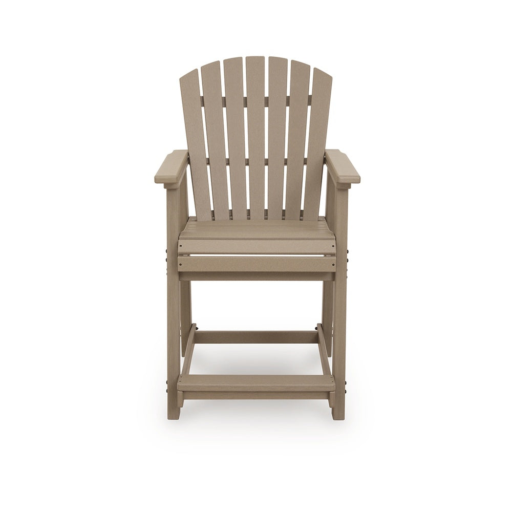 Cifa Outdoor Counter Height Stool Chair Set of 2, Slatted Driftwood Brown-BM352899