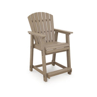 Cifa Outdoor Counter Height Stool Chair Set of 2, Slatted Driftwood Brown-BM352899