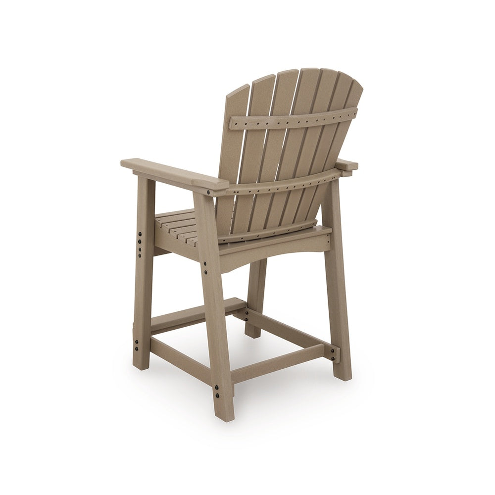 Cifa Outdoor Counter Height Stool Chair Set of 2, Slatted Driftwood Brown-BM352899