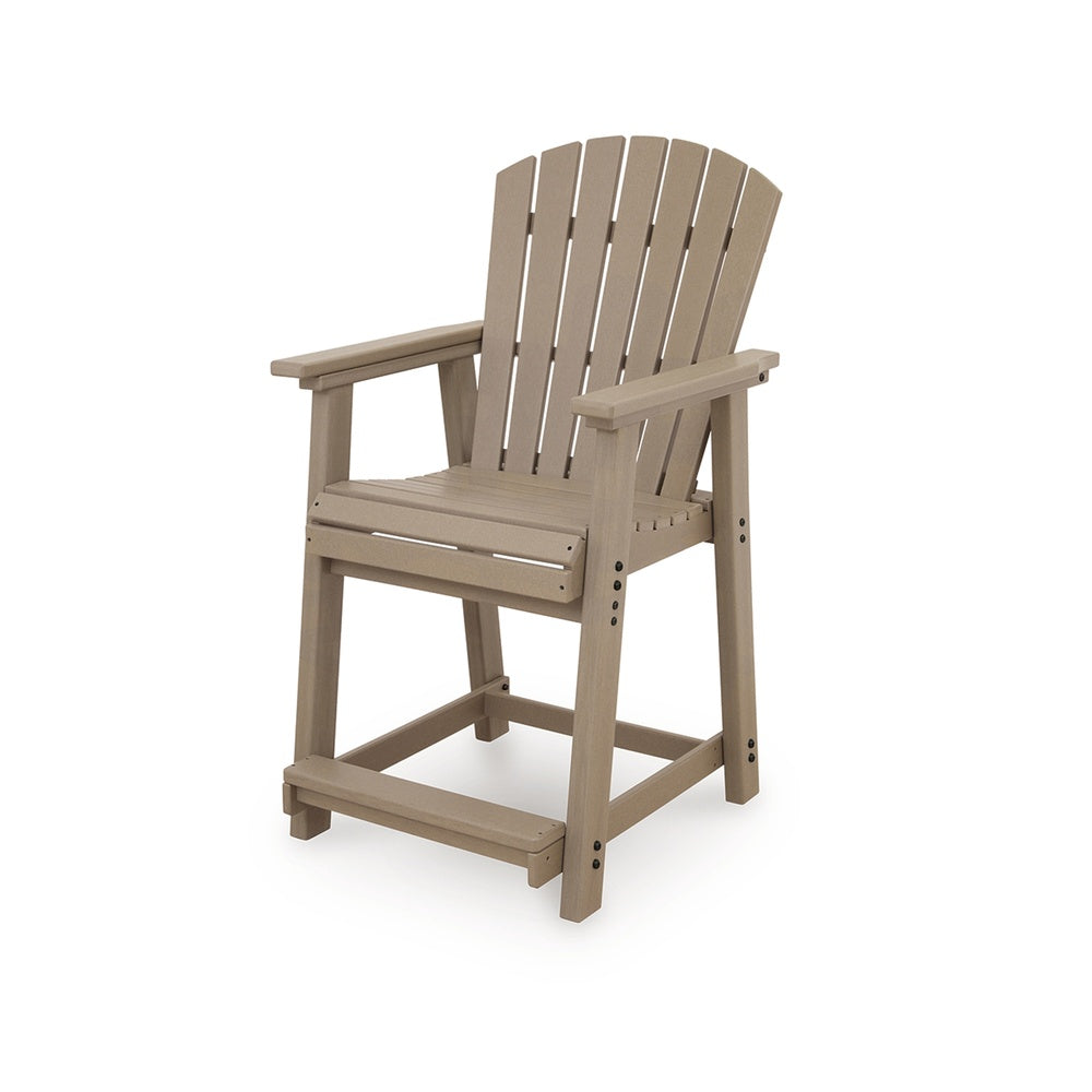Cifa Outdoor Counter Height Stool Chair Set of 2, Slatted Driftwood Brown-BM352899