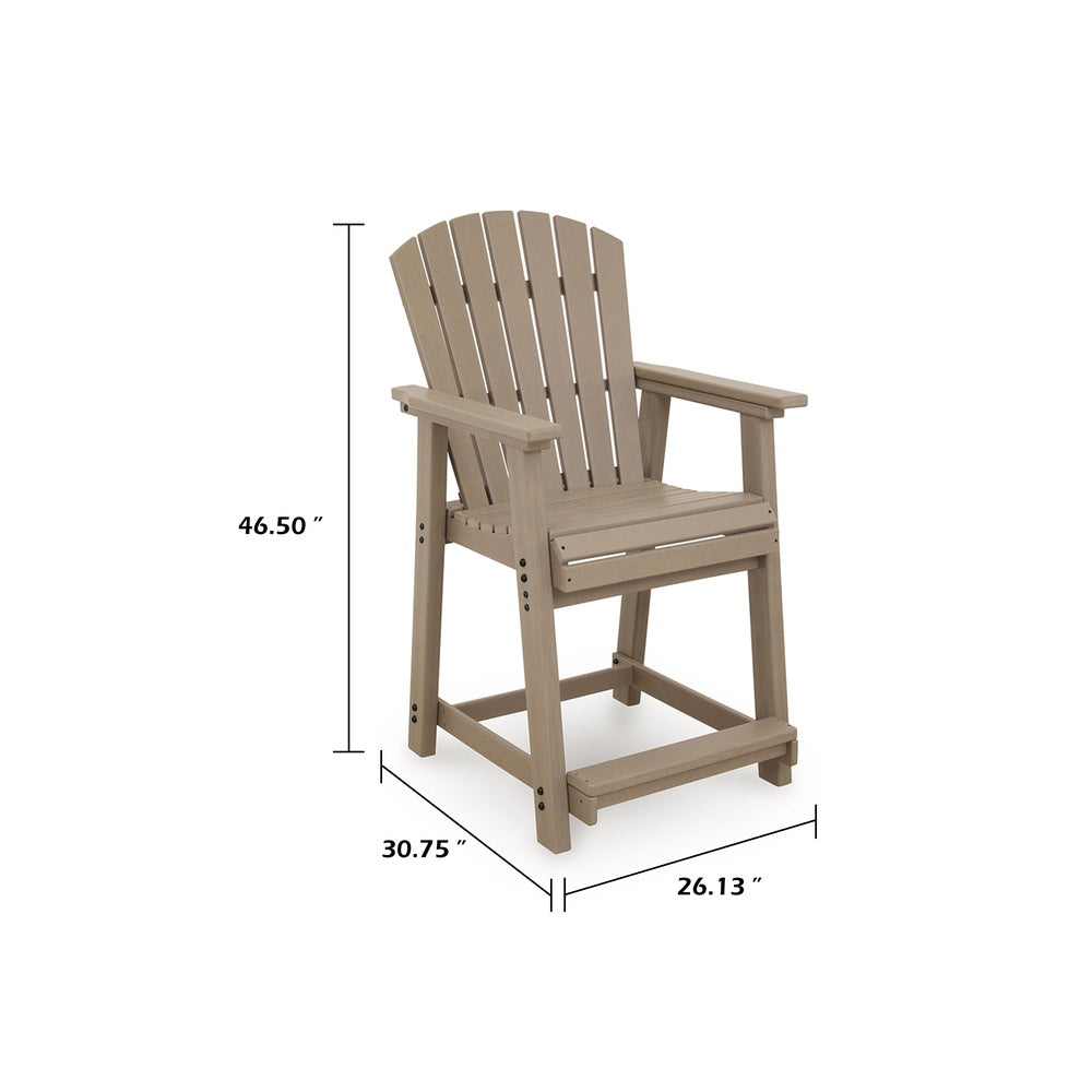 Cifa Outdoor Counter Height Stool Chair Set of 2, Slatted Driftwood Brown-BM352899