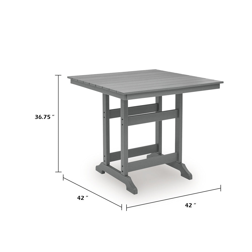 Ary Outdoor Couter Height Dining Table, Square Dark Gray Aluminum 42 Inch-BM352900