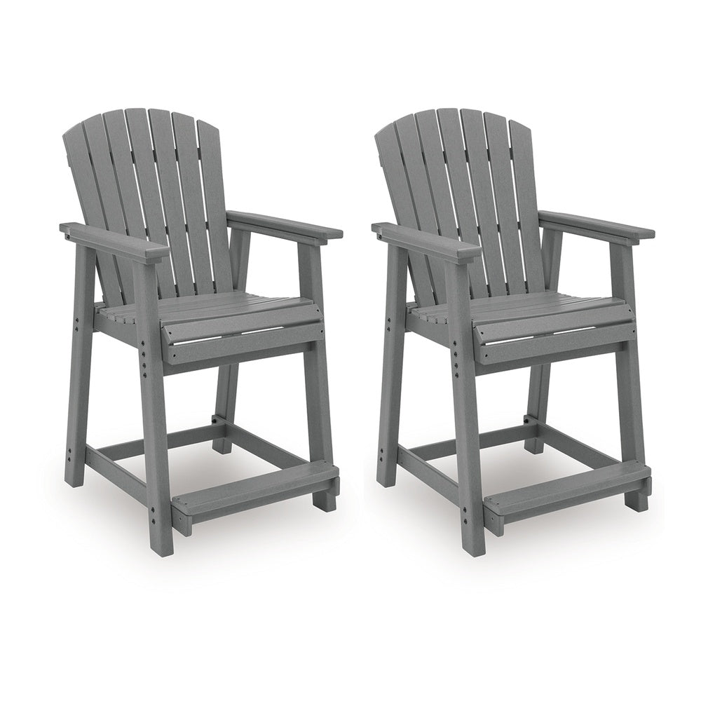 Ary Outdoor Counter Height Stool Chair Set of 2, Slatted Frame Dark Gray-BM352901