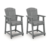 Ary Outdoor Counter Height Stool Chair Set of 2, Slatted Frame Dark Gray-BM352901