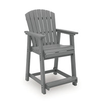 Ary Outdoor Counter Height Stool Chair Set of 2, Slatted Frame Dark Gray-BM352901