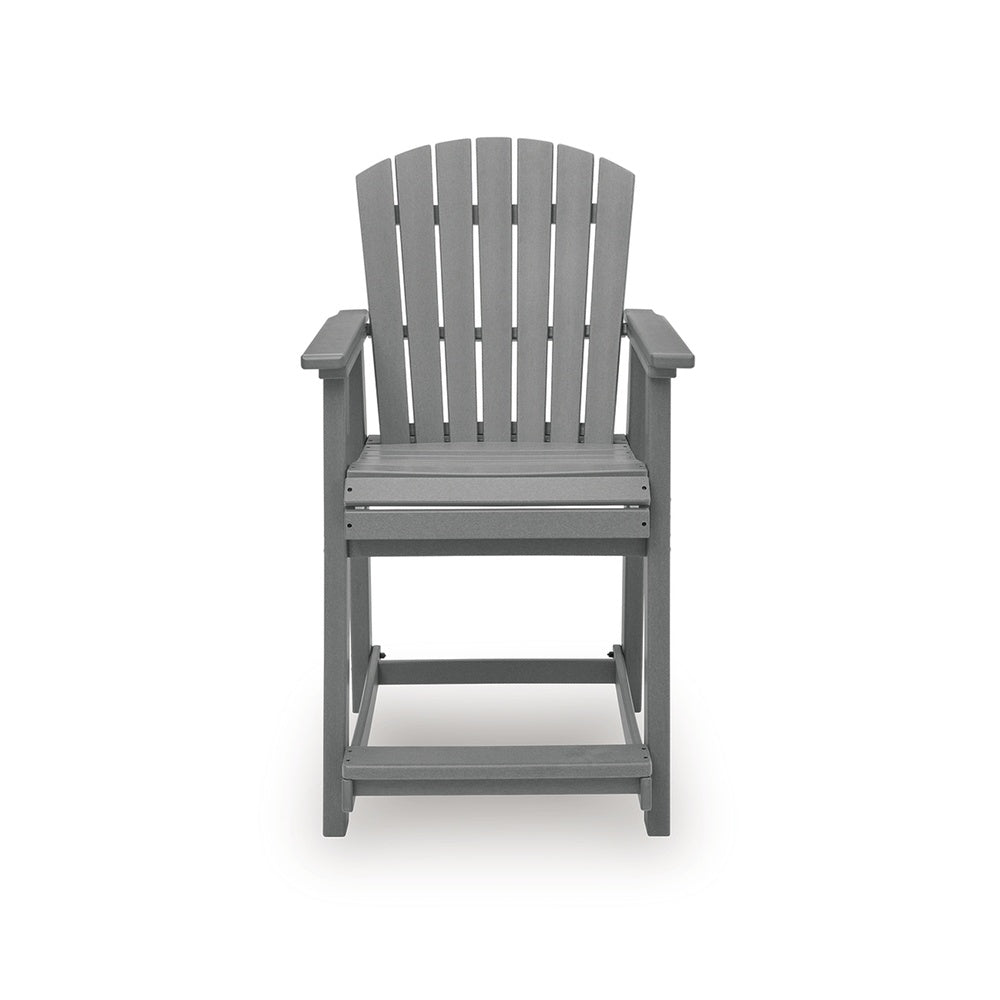 Ary Outdoor Counter Height Stool Chair Set of 2, Slatted Frame Dark Gray-BM352901