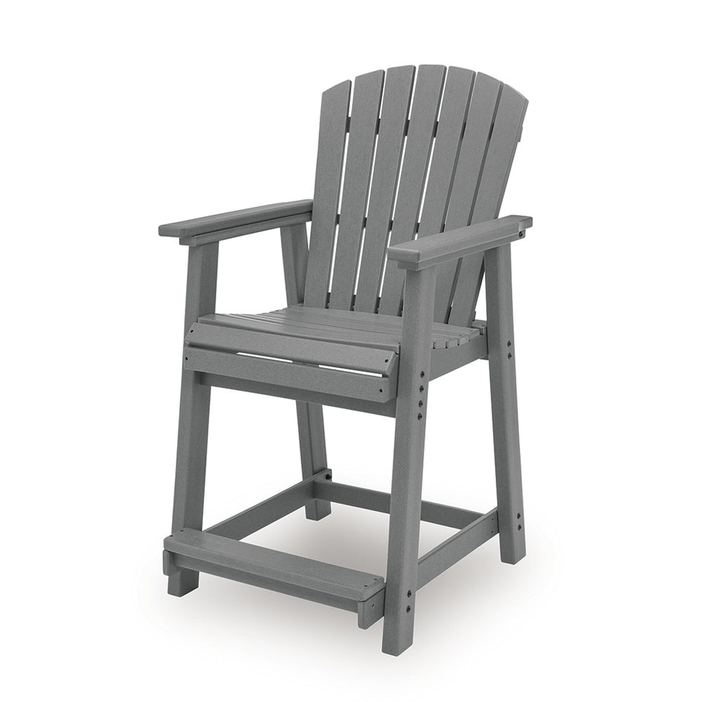 Ary Outdoor Counter Height Stool Chair Set of 2, Slatted Frame Dark Gray-BM352901