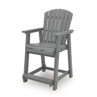 Ary Outdoor Counter Height Stool Chair Set of 2, Slatted Frame Dark Gray-BM352901
