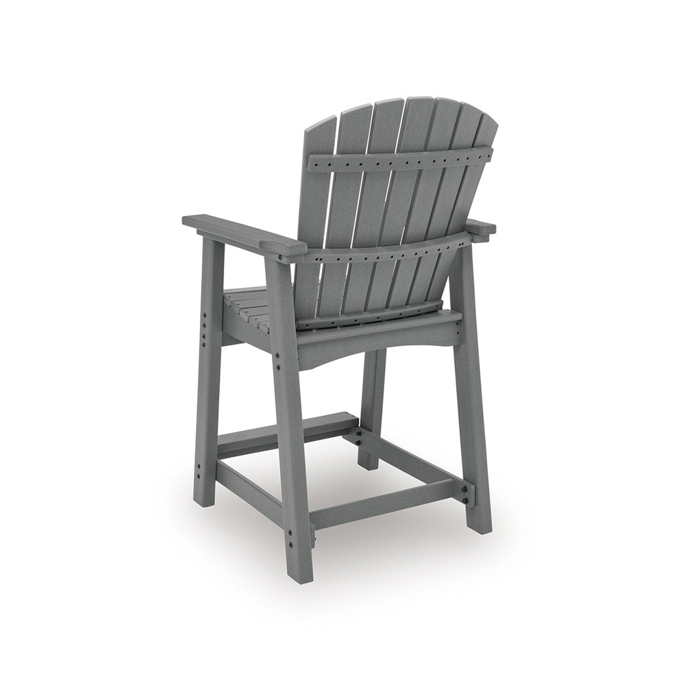 Ary Outdoor Counter Height Stool Chair Set of 2, Slatted Frame Dark Gray-BM352901