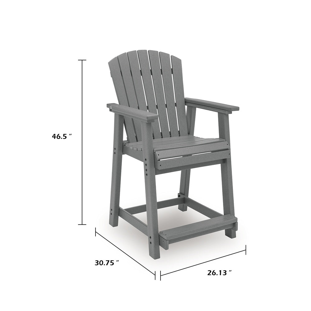 Ary Outdoor Counter Height Stool Chair Set of 2, Slatted Frame Dark Gray-BM352901