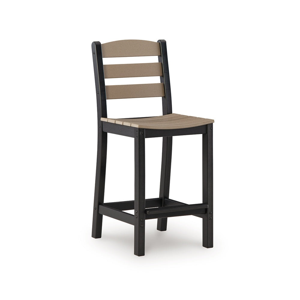 Lene 3pc Outdoor Set w Counter Table and 2 Barstool Chairs, Beige and Black-BM352902