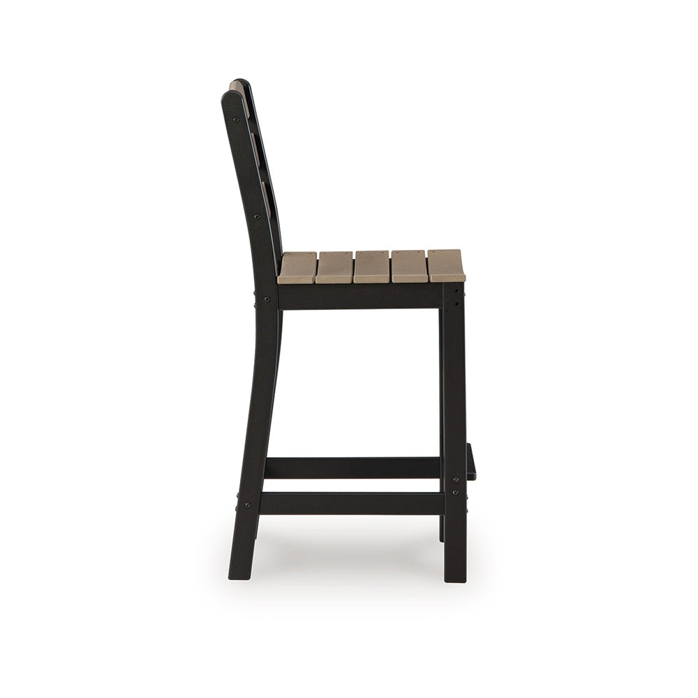 Lene 3pc Outdoor Set w Counter Table and 2 Barstool Chairs, Beige and Black-BM352902