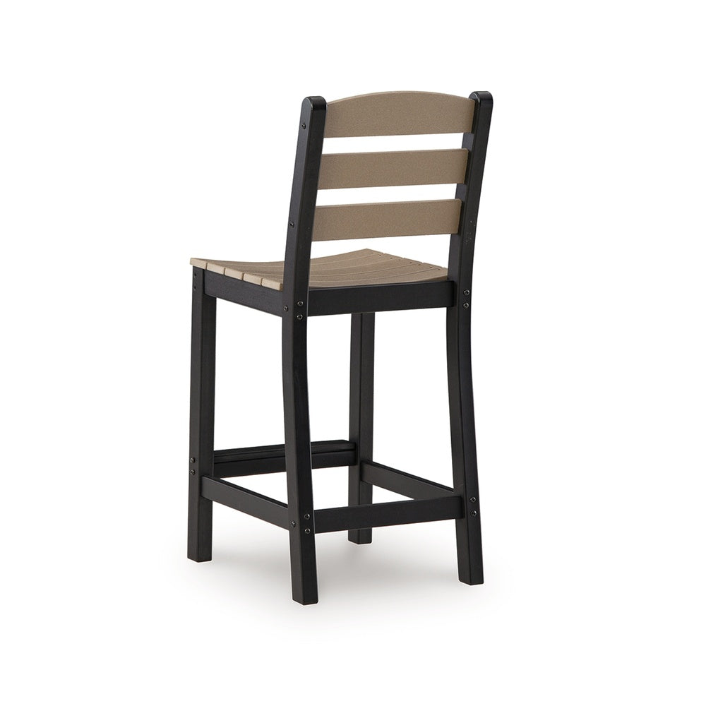 Lene 3pc Outdoor Set w Counter Table and 2 Barstool Chairs, Beige and Black-BM352902