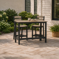 Lene 3pc Outdoor Set w Counter Table and 2 Barstool Chairs, Beige and Black-BM352902