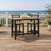 Lene 3pc Outdoor Set w Counter Table and 2 Barstool Chairs, Beige and Black-BM352902