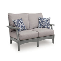 Covi Outdoor Loveseat w 2 Pillows, Foam Fill Nuvella Cushions, Gray 54 Inch