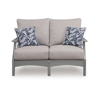 Covi Outdoor Loveseat w 2 Pillows, Foam Fill Nuvella Cushions, Gray 54 Inch