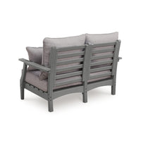 Covi Outdoor Loveseat w 2 Pillows, Foam Fill Nuvella Cushions, Gray 54 Inch