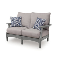 Covi Outdoor Loveseat w 2 Pillows, Foam Fill Nuvella Cushions, Gray 54 Inch