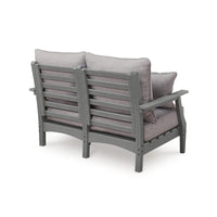 Covi Outdoor Loveseat w 2 Pillows, Foam Fill Nuvella Cushions, Gray 54 Inch
