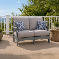 Covi Outdoor Loveseat w 2 Pillows, Foam Fill Nuvella Cushions, Gray 54 Inch