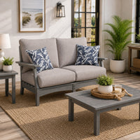 Covi Outdoor Loveseat w 2 Pillows, Foam Fill Nuvella Cushions, Gray 54 Inch