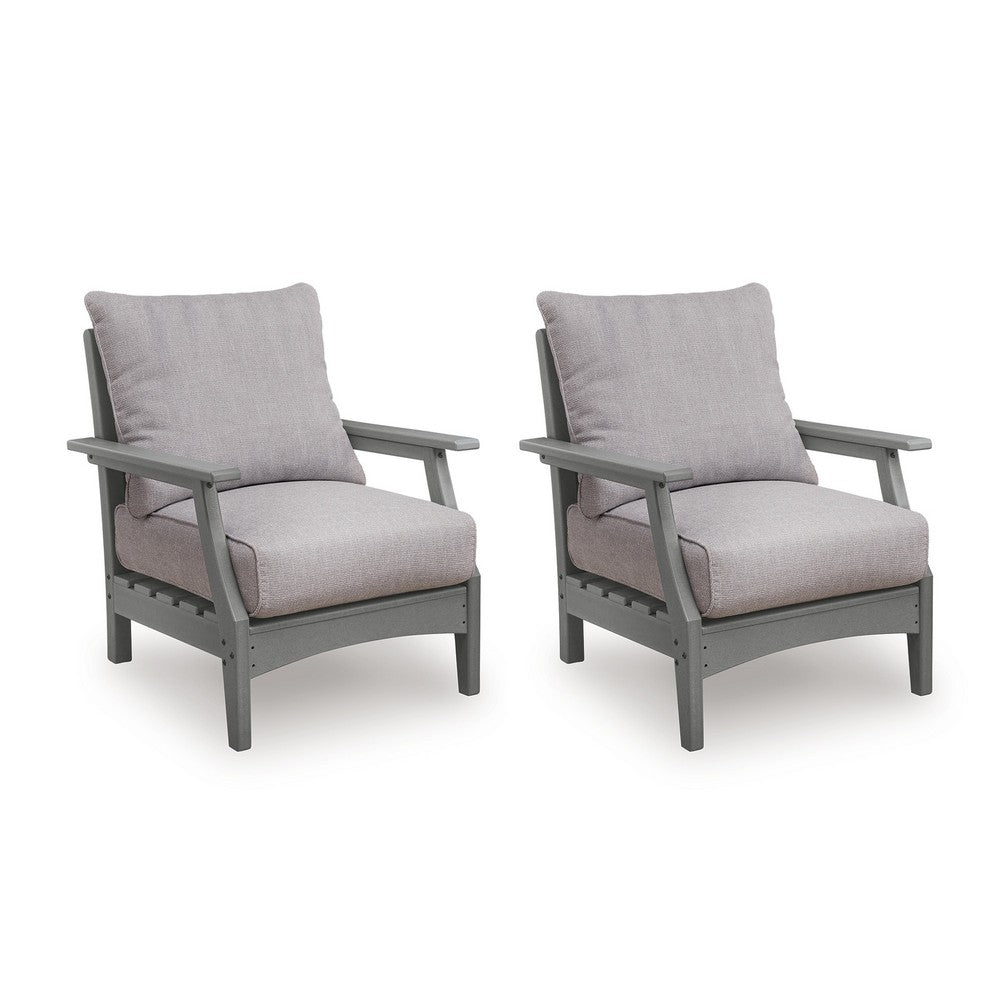 Covi Outdoor Lounge Chair Set of 2, Foam Fill Nuvella Cushions, Gray