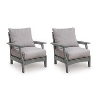 Covi Outdoor Lounge Chair Set of 2, Foam Fill Nuvella Cushions, Gray