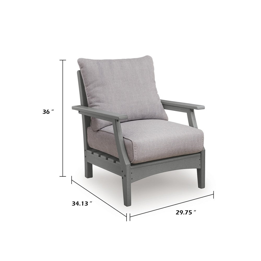 Covi Outdoor Lounge Chair Set of 2, Foam Fill Nuvella Cushions, Gray