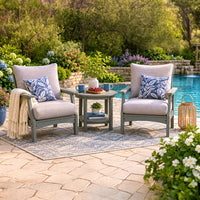 Covi Outdoor Lounge Chair Set of 2, Foam Fill Nuvella Cushions, Gray
