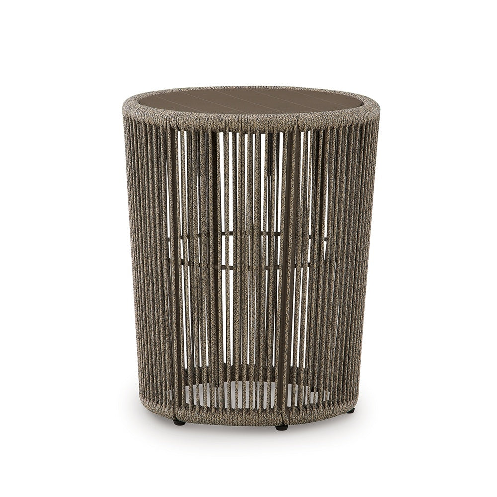 Majo 3pc Outdoor Table and Chair Set, Rope Woven Aluminum, Beige Nuvella-BM352910