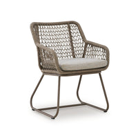 Majo 3pc Outdoor Table and Chair Set, Rope Woven Aluminum, Beige Nuvella-BM352910