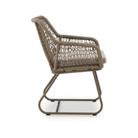 Majo 3pc Outdoor Table and Chair Set, Rope Woven Aluminum, Beige Nuvella-BM352910