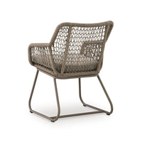 Majo 3pc Outdoor Table and Chair Set, Rope Woven Aluminum, Beige Nuvella-BM352910